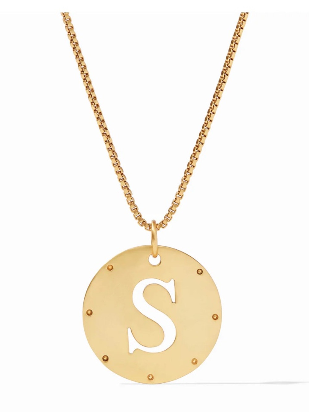 NEW - Julie Vos Monogram Gold Pendant Necklace - Initial S